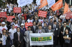 Manifestação de auditores fiscais por melhores salários, na sexta-feira, em frente ao Ministério do Planejamento.